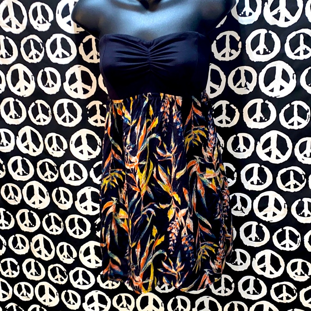 ROXY FLORAL SKIRT PANEL W/STRAPLESS BODICES ELASTIC FRONT SZ XS